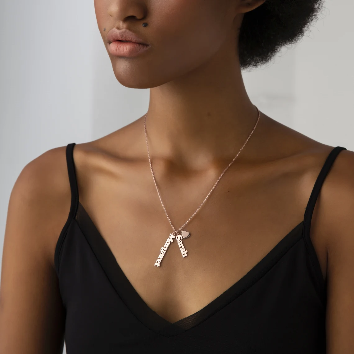 Women Wearing Custom Name Necklace | Rose-gold