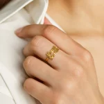 Wearing Custom Name Rings For Couples on Middle finger